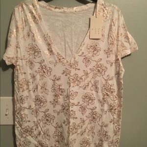 A New Day white rose gold floral top SM Small NWT